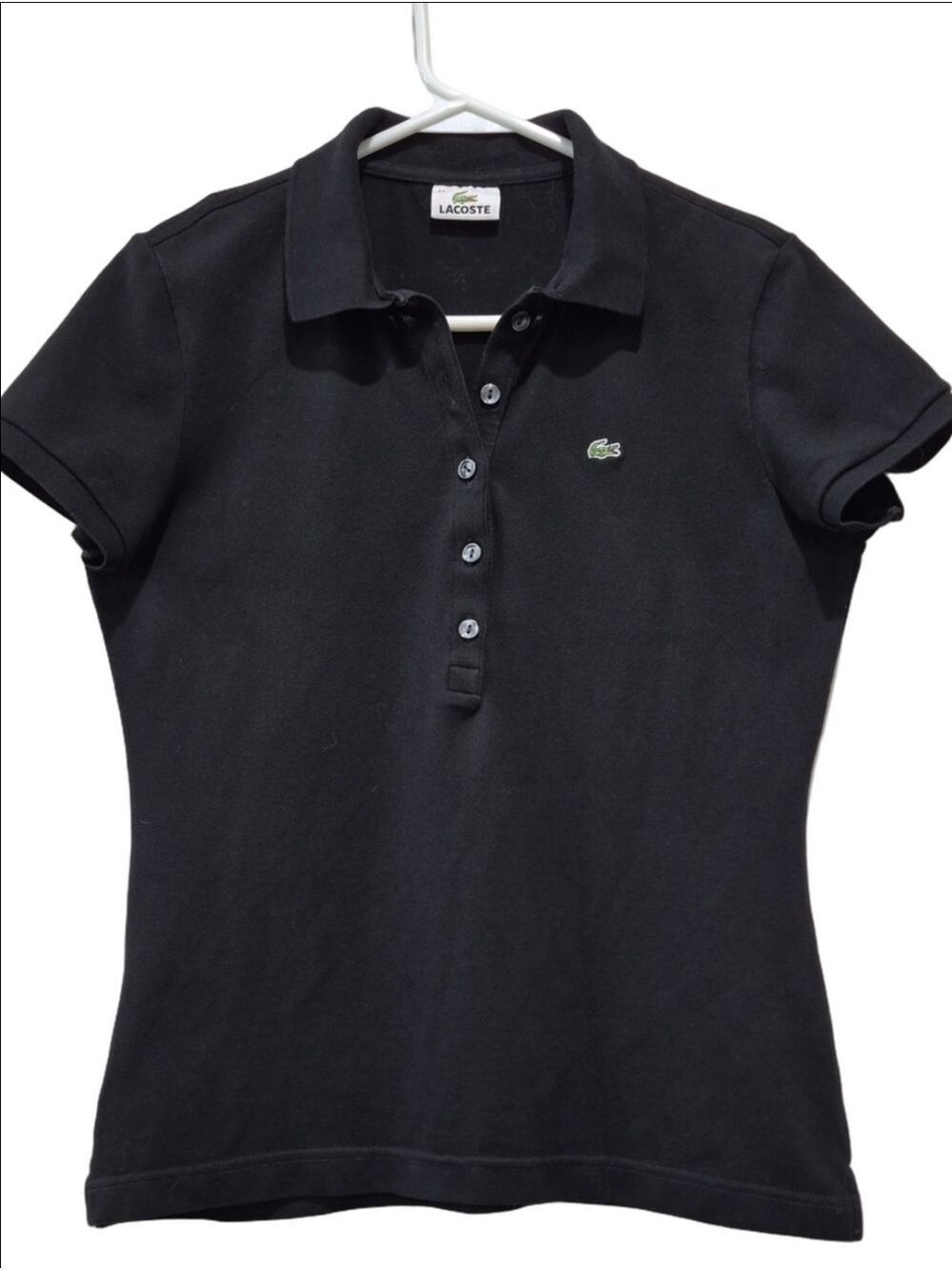 Lacoste Women’s Black Slim Fit Polo Shirt Size 42, (Fits Like a US Small)